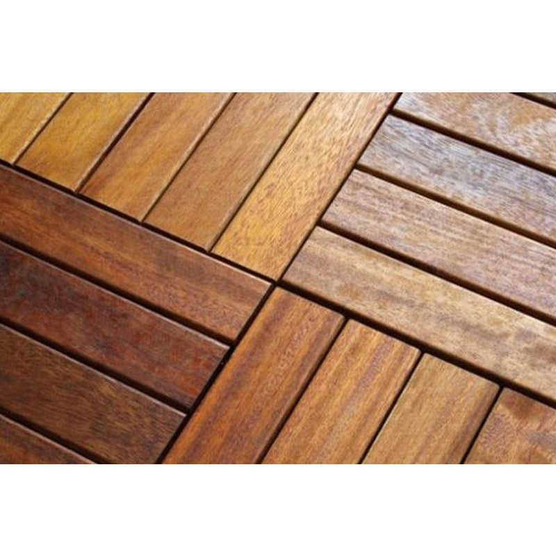 opus iroko channeled wood decking 20"x20" size SKU 972007 product shot angle view