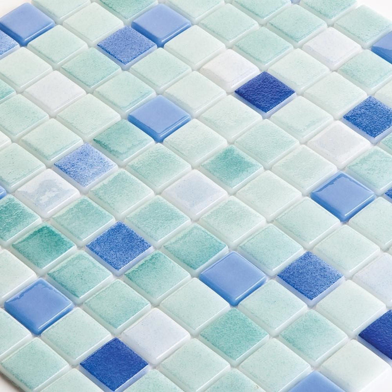 orient solid glass mosaic tile size 12"x12" (30cmx30cm) SKU-935421 blue, white and light blue color mix pattern product shot