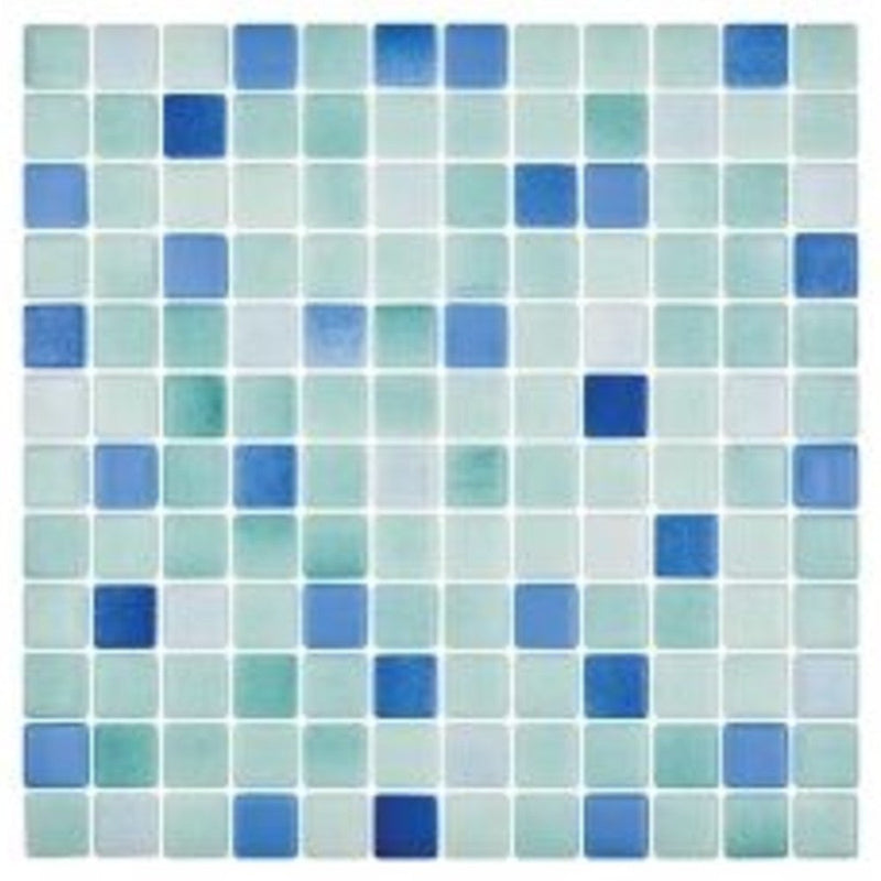 orient solid glass mosaic tile size 12"x12" (30cmx30cm) SKU-935421 blue, white and light blue color mix pattern picture