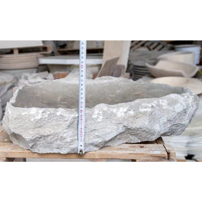 seagrass fossil limestone rustic natural stone vessel sink (W)18" (L)22" (H)5"-SKU-NTRSTC16-L thickness of product