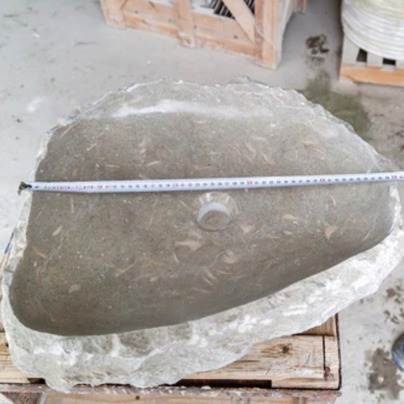 seagrass fossil limestone rustic natural stone vessel sink (W)18" (L)22" (H)5"-SKU-NTRSTC16-L  width measure view