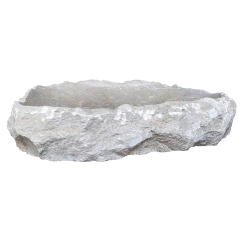 seagrass fossil limestone rustic natural stone vessel sink (W)18" (L)22" (H)5"-SKU-NTRSTC16-L  side perspective view product shot