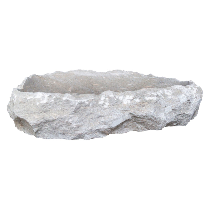 seagrass fossil limestone rustic natural stone vessel sink SKU NTRSTC16-M Size (W)16" (L)20" (H)5" side perspective view product shot