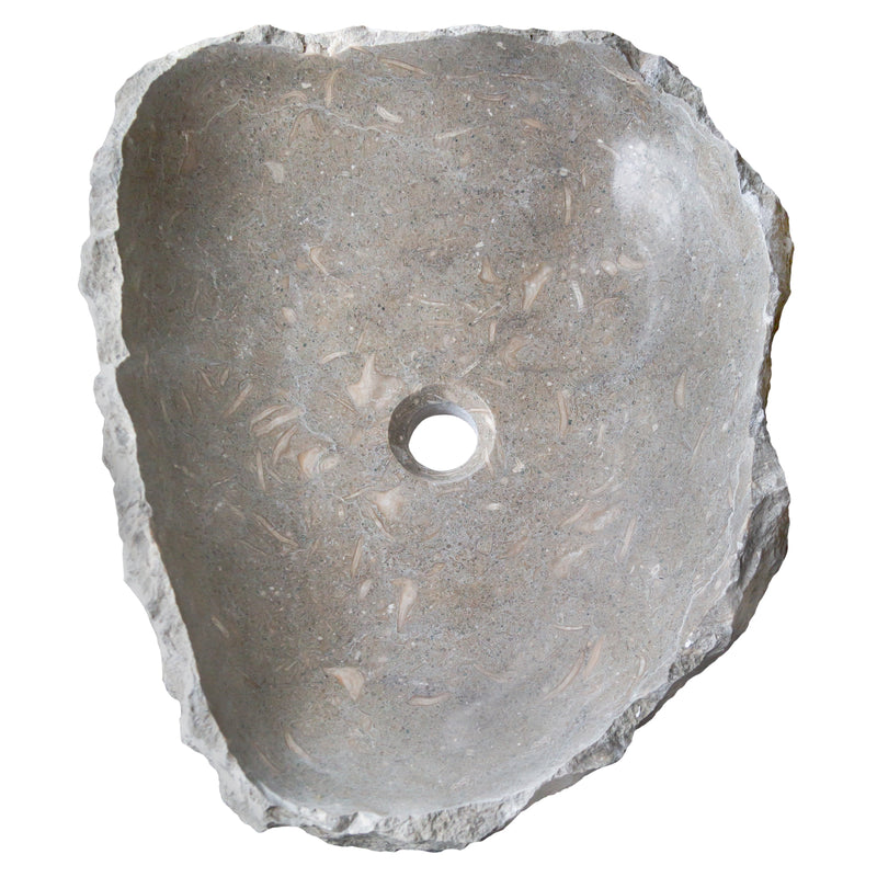 seagrass fossil limestone rustic natural stone vessel sink SKU NTRSTC16-M Size (W)16" (L)20" (H)5" top view product shot