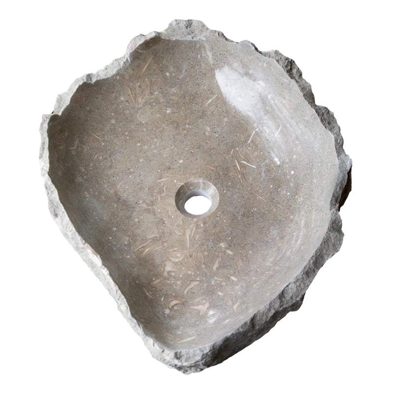 seagrass fossil limestone rustic natural stone vessel sink SKU NTRSTC16-M Size (W)16" (L)20" (H)5" top view product shot