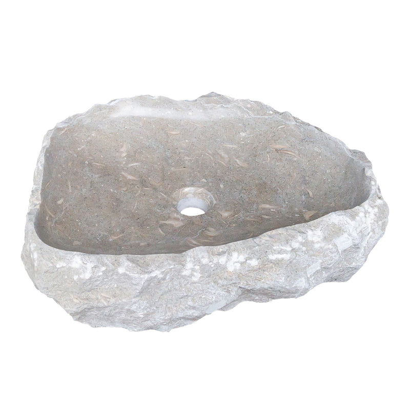 seagrass fossil limestone rustic natural stone vessel sink SKU NTRSTC16-M Size (W)16" (L)20" (H)5" perspective view product shot