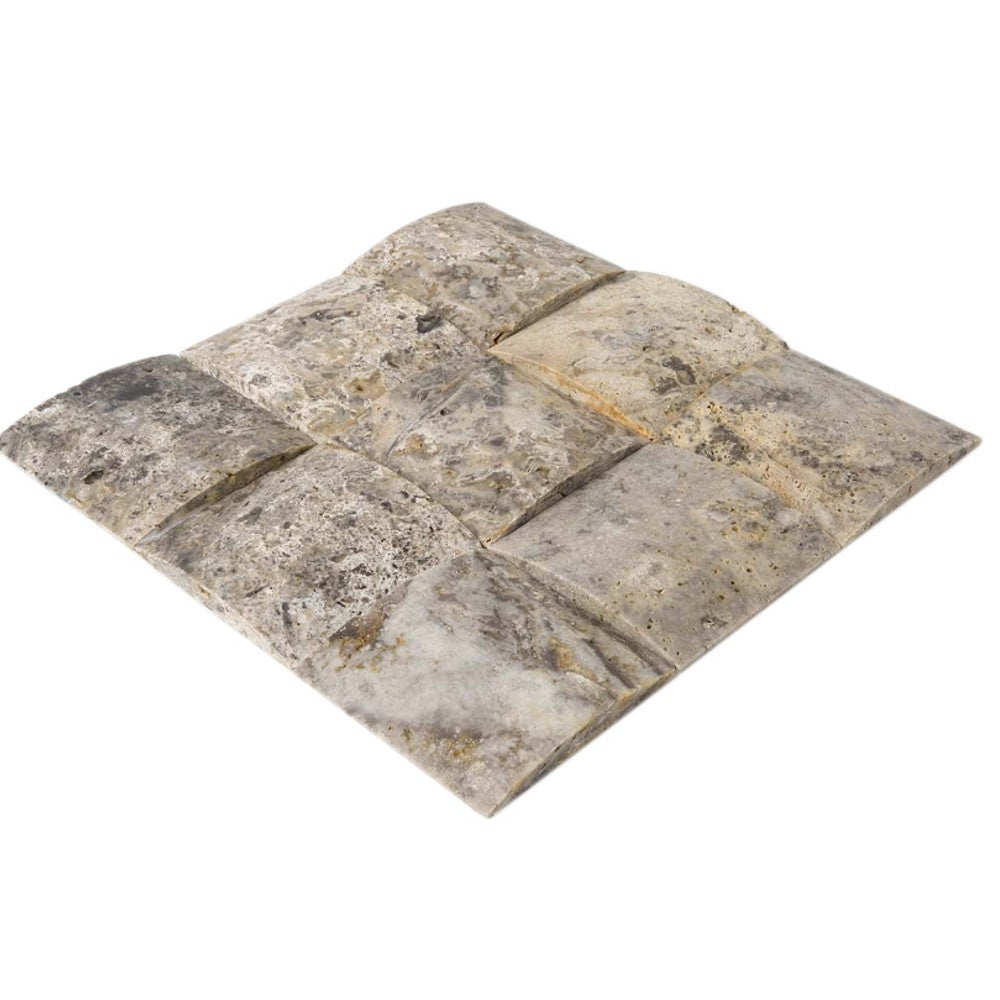 silver basketweave travertine mosaics SKU-20040001 angle view