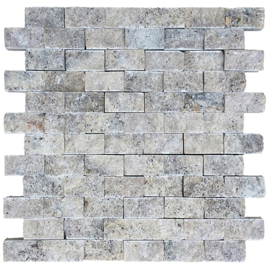 Travertine Silver Split Face Mosaic Tile