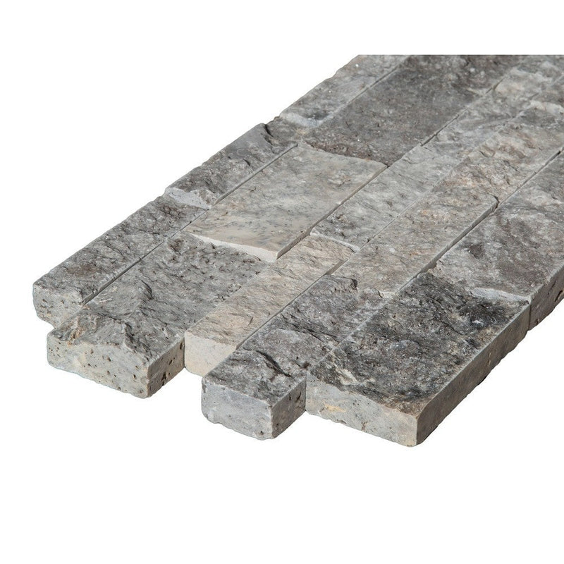 Silver Travertine Split Face Stone Siding Ledger Panel