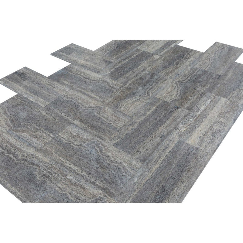 silver vein cut travertine tile size12"x24" surface polished filled edge straight SKU-10080932.2 Angle shot of product