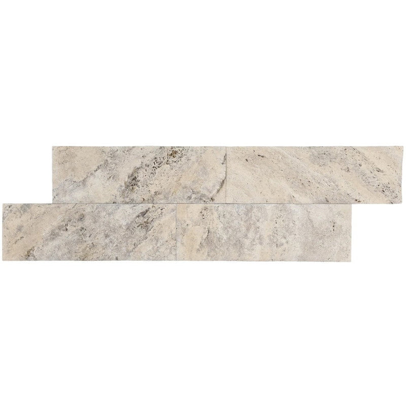 Silver Travertine Wavy Honed-Pillowed edge Floor and Wall Tile 4"x12" SKU-HS4x12STPL top view