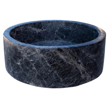sirius black marble natural stone round shape Vessel Sink Polished size D16.5 H6 SKU TMS19 side view