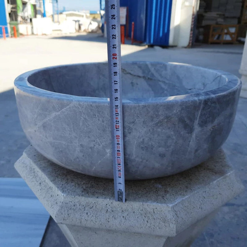 Natural Stone Sirius Silver Marble Vessel Sink Polished (D)16" (H)6"