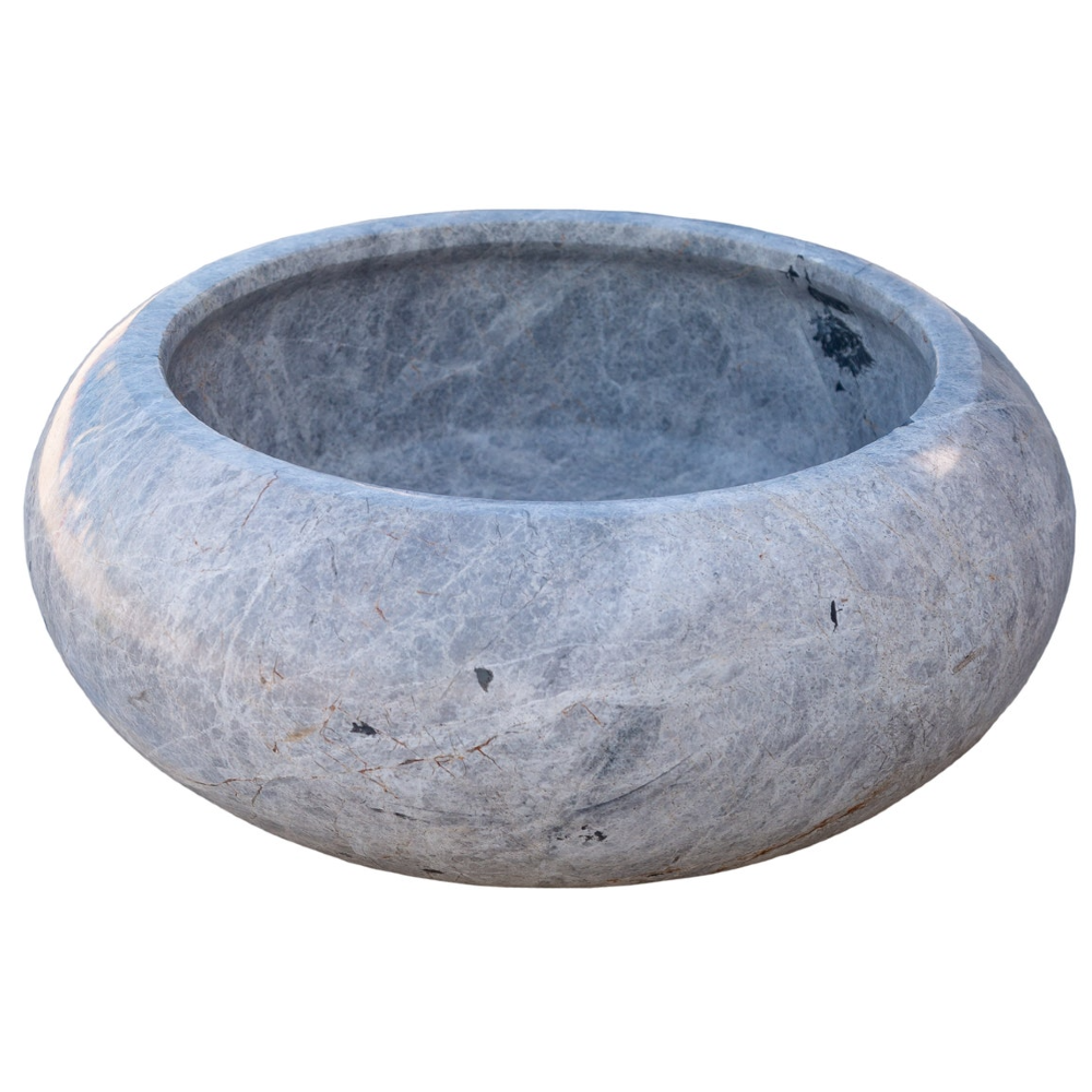 sirius silver marble natural stone vessel sink polished size (D)15.5" (H)6" SKU-TMS21 product shot front view