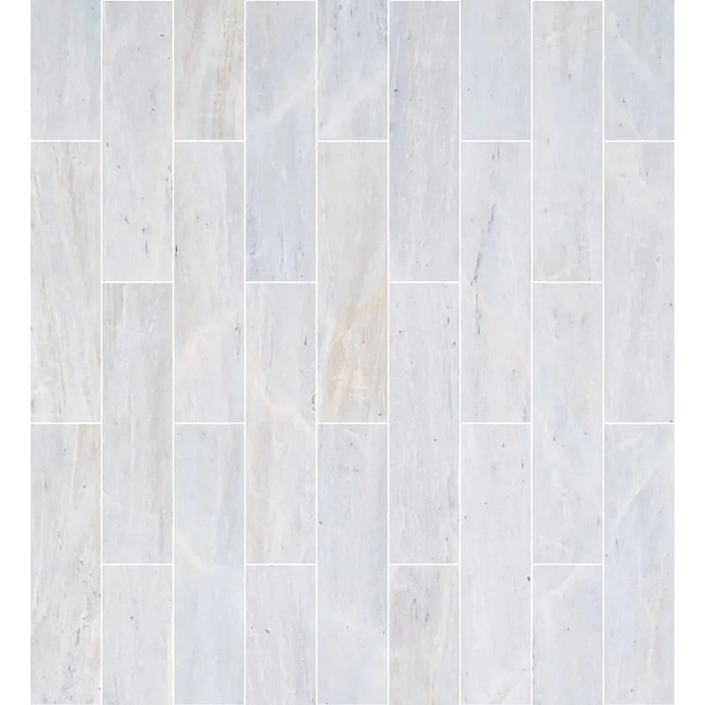 Solto White Marble Tile Honed Floor and Wall Tile 6"x24"