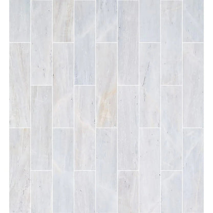 Solto White Marble Tile Honed Floor and Wall Tile 6"x24"