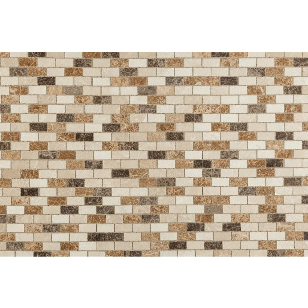 spanish mix marble mosaic tile mesh size 12"x12" surface polished SKU-10083724 multi top view