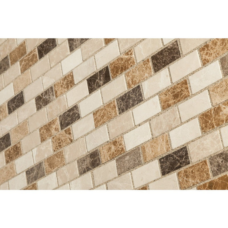 spanish mix marble mosaic tile mesh size 12"x12" surface polished SKU-10083724 angle view