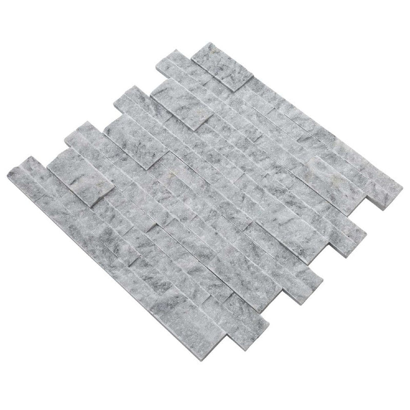 split face carrara gray marble stacked stone ledger panel 6x24 SKU-20012462 product shot multiple products angle view