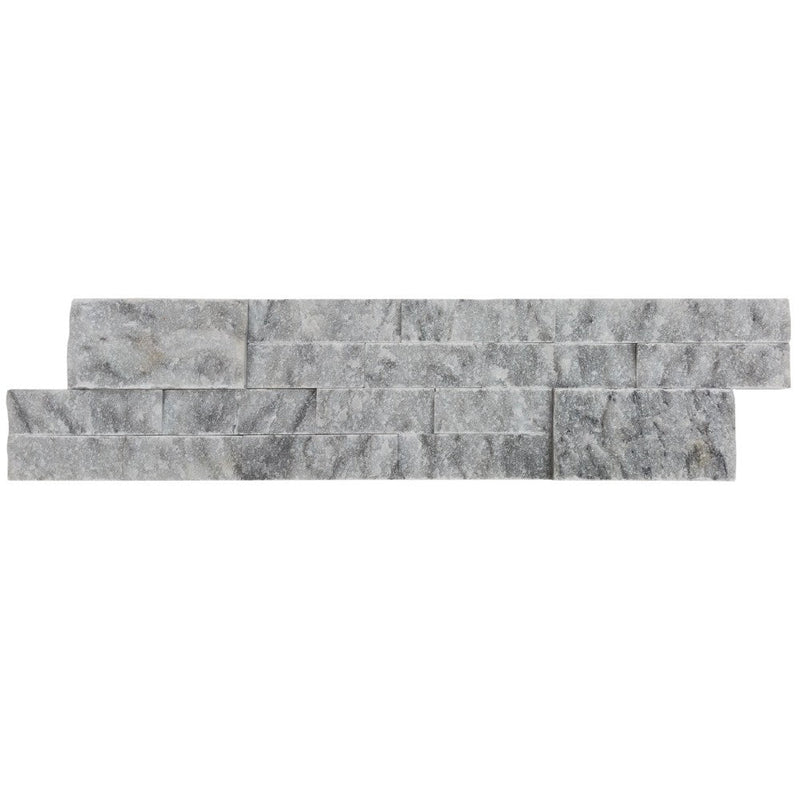 split face carrara gray marble stacked stone ledger panel 6x24 SKU-20012462 product shot single product