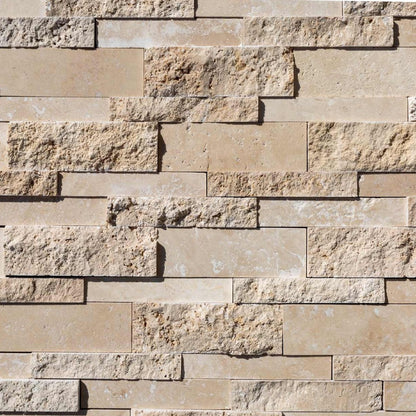 classic travertine split face stone siding ledger panel panel size 7x12-SKU-20020081 close view