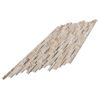 classic travertine split face stone siding ledger panel panel size 7x12-SKU-20020081 angle view