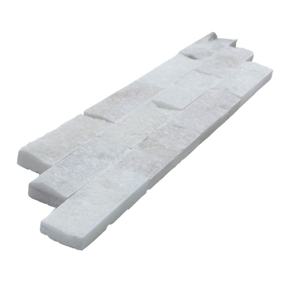 split face turkish carrara marble stacked stone ledger panel 6x24 SKU-20012461 product shot 