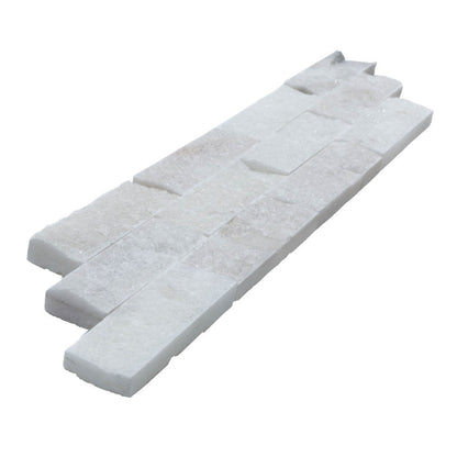 split face turkish carrara marble stacked stone ledger panel 6x24 SKU-20012461 product shot 