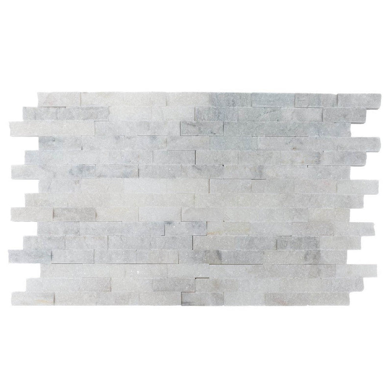 split face turkish carrara marble stacked stone ledger panel 6x24 SKU-20012461 product shot top view
