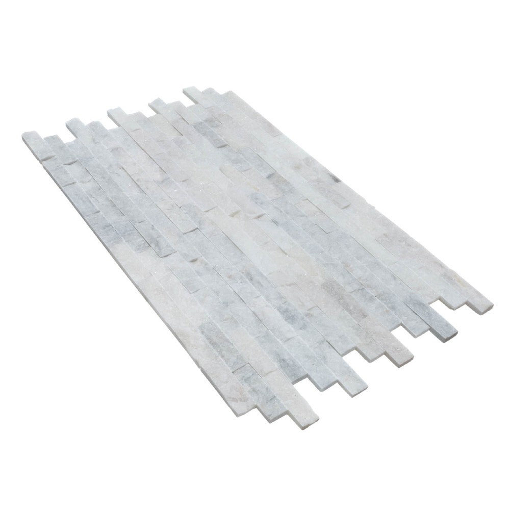 split face turkish carrara marble stacked stone ledger panel 6x24 SKU-20012461 product shot top view