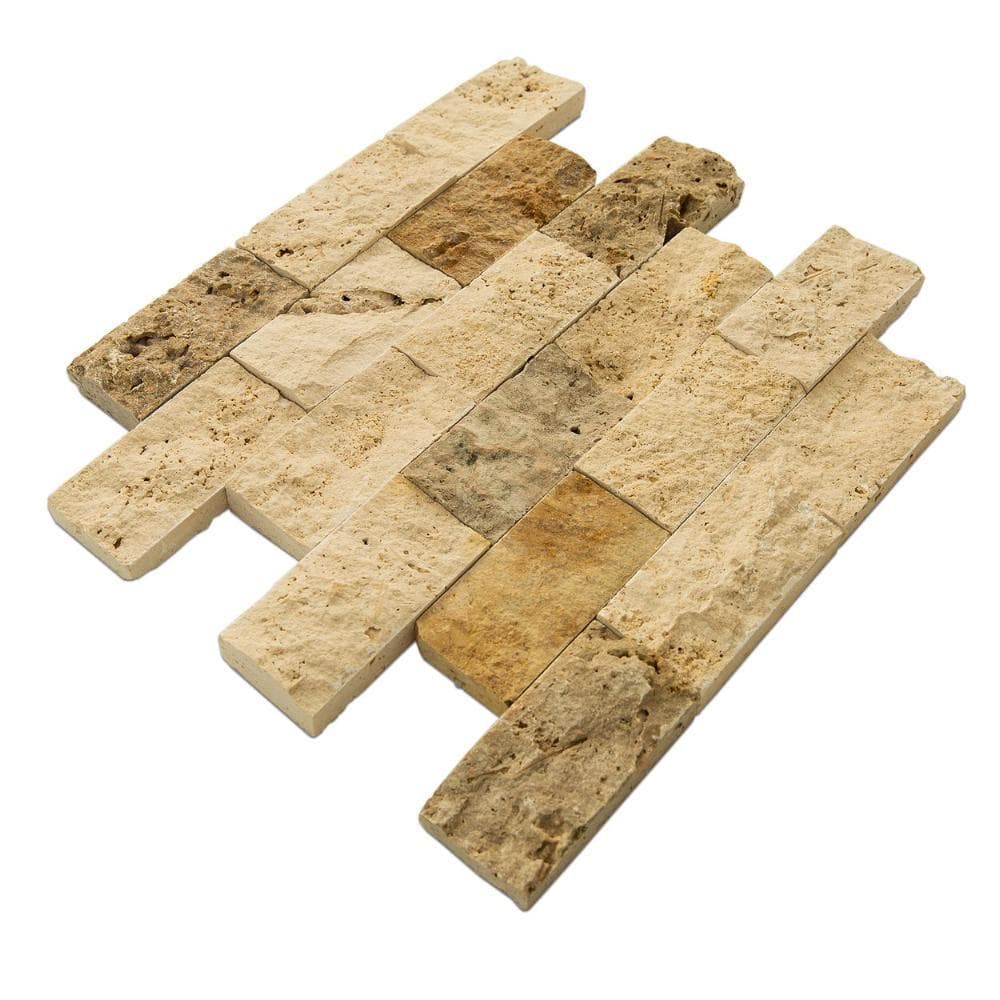 splitface travertine mosaics 2x4 SKU-2001240 angle view