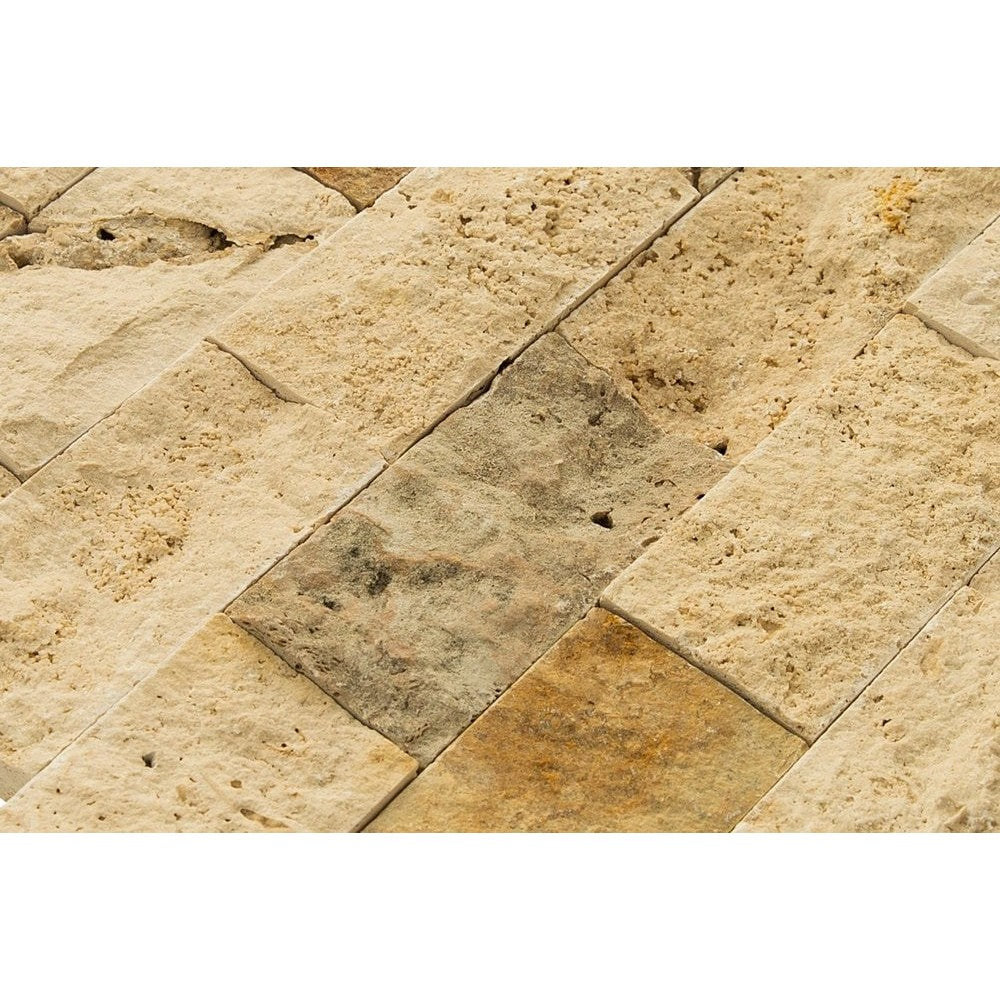 splitface travertine mosaics 2x4 SKU-2001240 close view