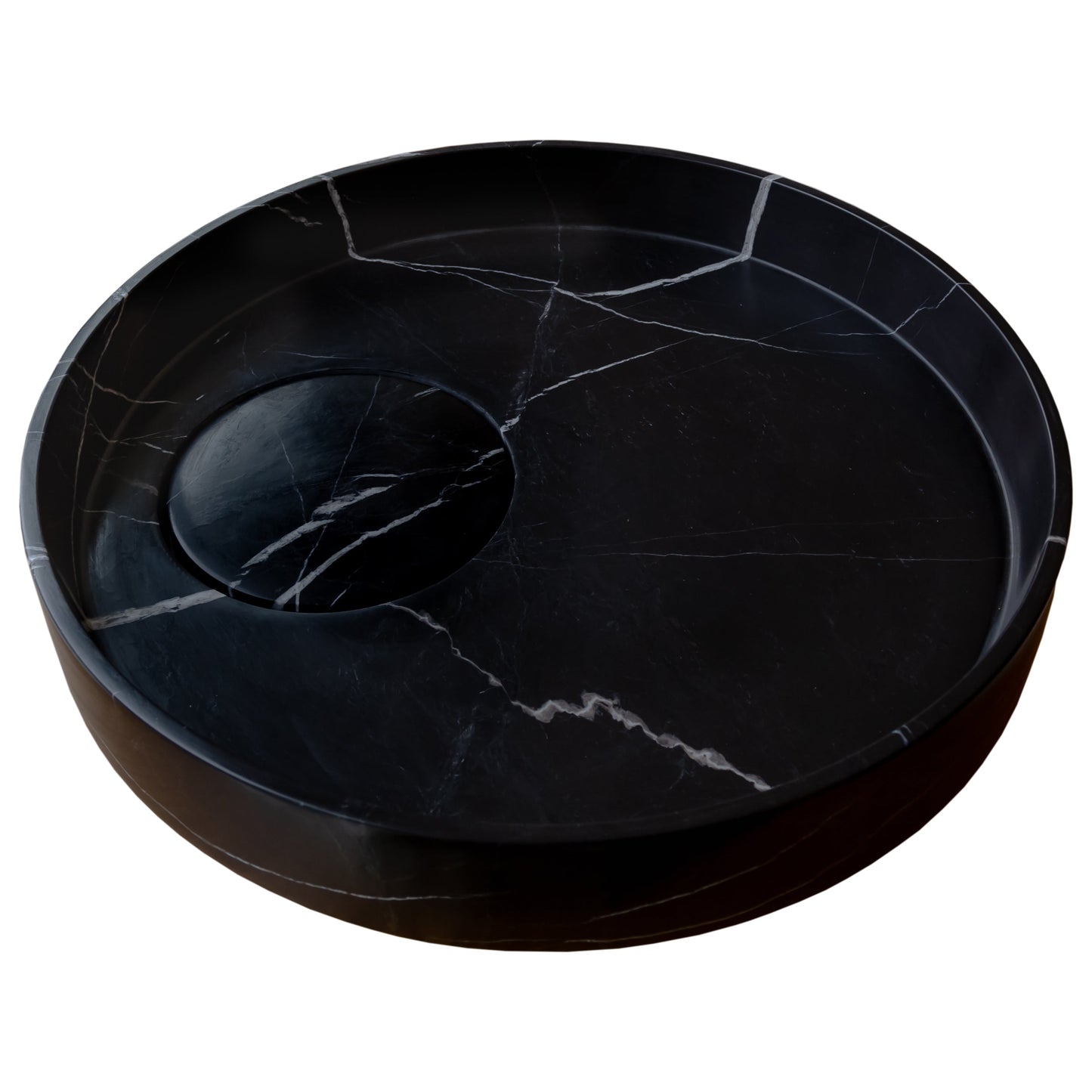 Toros Black Natural Stone Marble Artistic Vessel Sink Polished (D)17.5" (H)6"