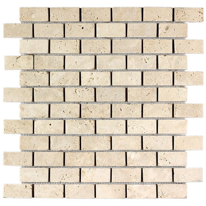 Light Beige Travertine Tumbled Mosaic Tile (10 sqft per box)