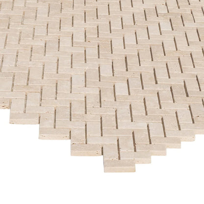 Light Beige Travertine Tumbled Mosaic Tile (10 sqft per box)