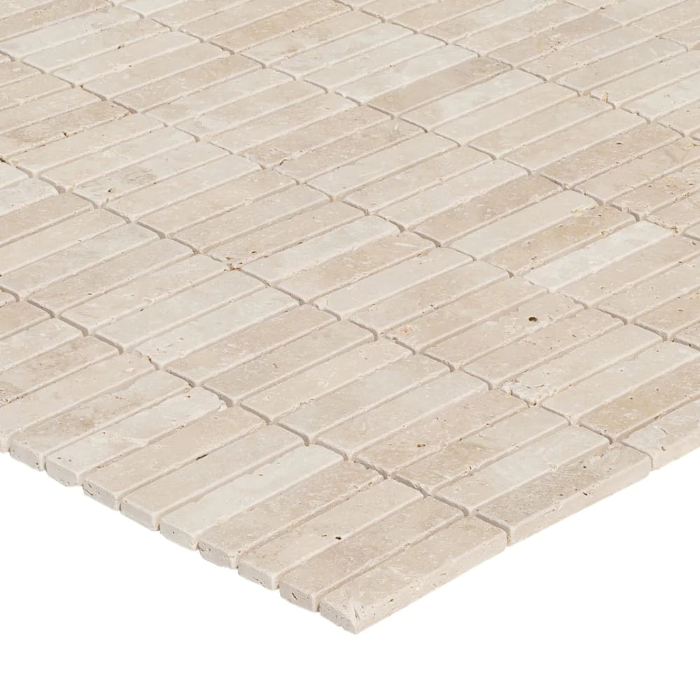 Light Beige Travertine Tumbled Mosaic Tile (10 sqft per box)