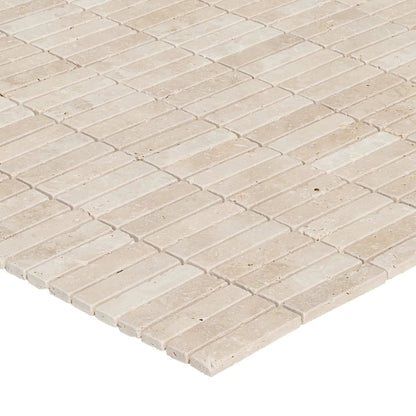 Light Beige Travertine Tumbled Mosaic Tile (10 sqft per box)