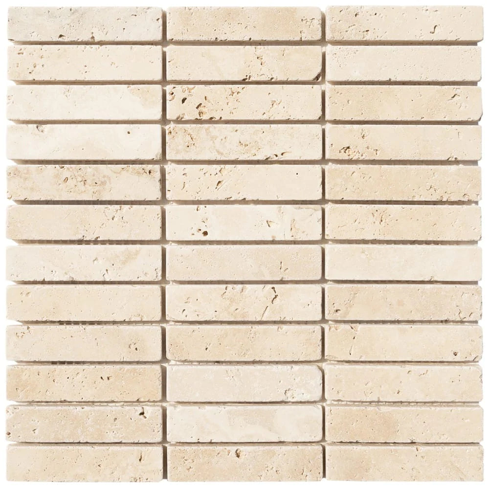 Light Beige Travertine Tumbled Mosaic Tile (10 sqft per box)