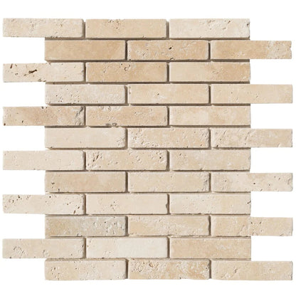 Light Beige Travertine Tumbled Mosaic Tile (10 sqft per box)