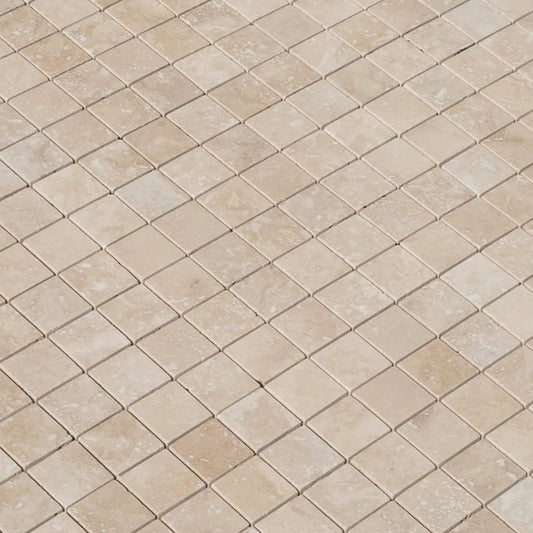 Light Beige Travertine Honed Mosaic Tile (10 sqft per box)