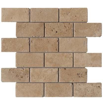 Riverbed Walnut Travertine Tumbled Mosaic Floor and Wall Tile (10 sqft per box)