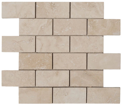 Light Beige Travertine Honed Mosaic Tile (10 sqft per box)