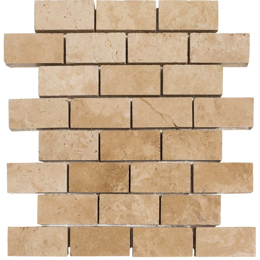 travertine pavers beige tumbled 4x8 SKU-20030005 multi top view