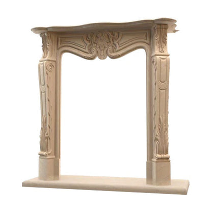 Troia Light Travertine Traditional Hand-carved Fireplace Surround