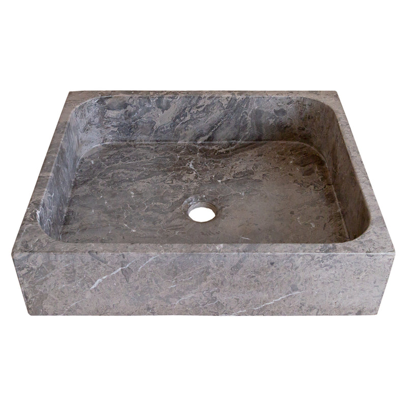 tundra gray marble farmhouse rectangular sink SKU NTRVS14 Size (W)16" (L)19.5" (H)5" perspective view product shot