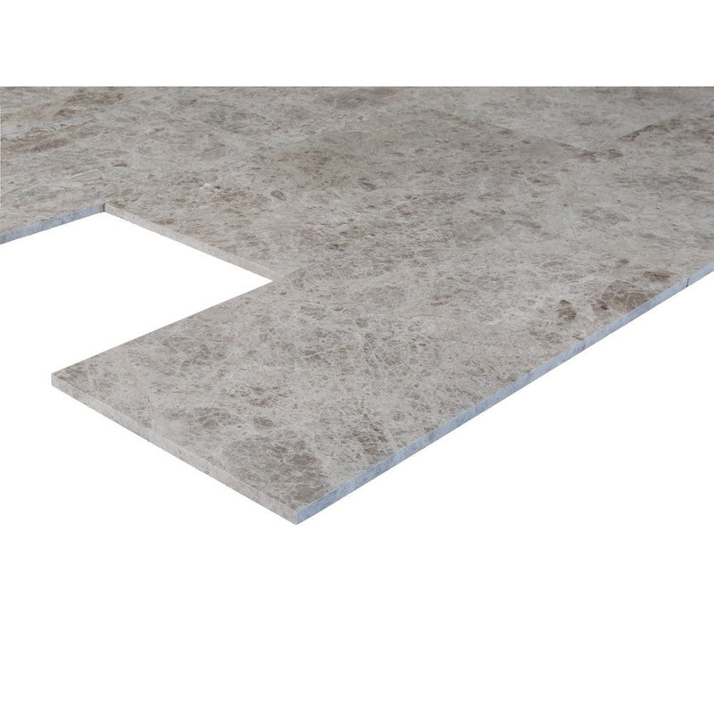 tundra light grey marble tile surface polished size 12"x24" thickness 1/2" edge straight SKU-10087361 product shot angle view