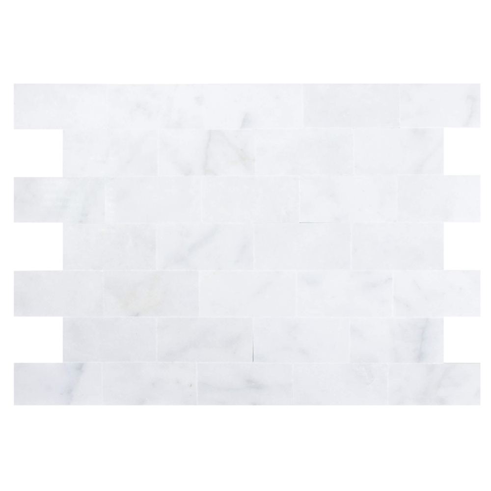 carrara white marble tile size 12"x24"x3/8" (30.5cmx61cm) surface polished edge beveled SKU-10086381 product shot 