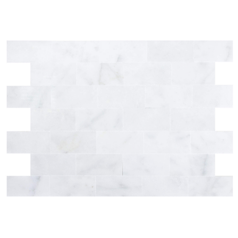 carrara white marble tile size 12"x24"x3/8" (30.5cmx61cm) surface polished edge beveled SKU-10086381 product shot 
