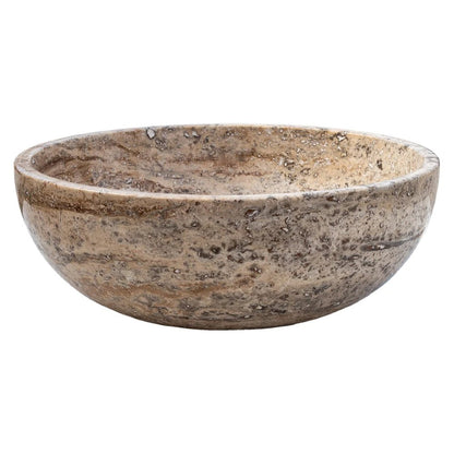 valencia beige travertine natural stone undermount vessel sink filled and polished SKU-EGEVUMP166 product shot front view