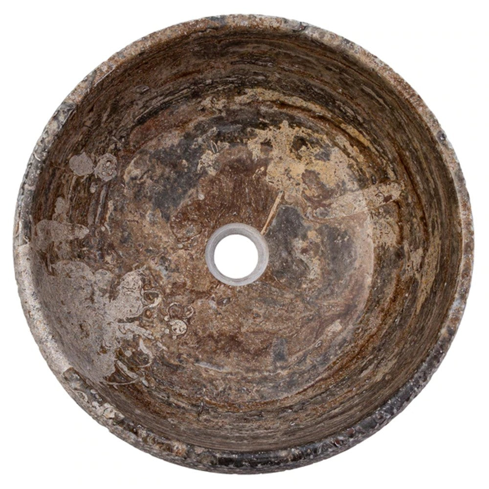 valencia travertine vessel sink honed inside sandblasted outside size (D)16" (H)6" SKU-EGEVTTR1672 product shot top view